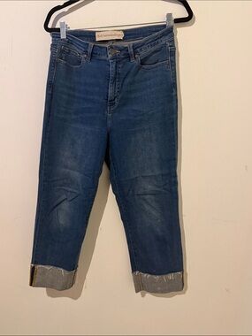 Soft Surroundings Medium Blue Cuffed Straight Jeans Size 8